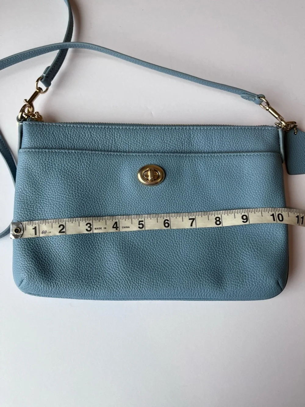 Coach Pebble Polly Blue Leather Crossbody Bag